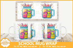 Cute School Mug Sublimation Png,11 oz Mason Jar Mug Wrap Png Product Image 1