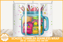 Cute School Tumbler Sublimation Png, 20 oz Mason Jar Tumbler Product Image 1
