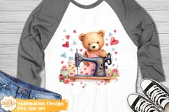 Funny Bear Sewing Shirt Sublimation, Love Hearts Png Product Image 1