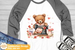 Funny Bear Sewing Shirt Png Sublimation, Love Hearts Png Product Image 1