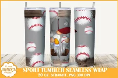 Baseball Gnomes Tumbler Sublimation, 20 oz Tumbler Wrap Png Product Image 1