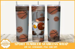 Basketball Gnomes Tumbler Sublimation, 20 oz Tumbler Wrap Product Image 1
