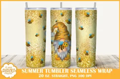 Bee Gnome Tumbler Sublimation, 20 oz Summer Tumbler Product Image 1