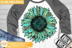 Sunflower Sublimation, Leopard Print Png, Turquoise Glitter Product Image 1
