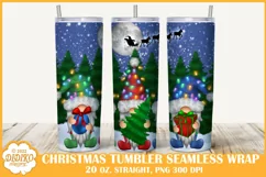 Christmas Gnomes Tumbler Sublimation, 20 oz Tumbler Wrap Png Product Image 1