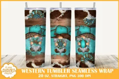 Western Gnomes Tumbler Sublimation, 20 oz Skinny Tumbler Png Product Image 1