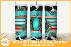 Western Fall Tumbler Sublimation, 20 oz Skinny Tumbler Wrap Product Image 1
