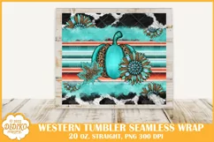 Western Fall Tumbler Sublimation, 20 oz Skinny Tumbler Wrap Product Image 2