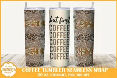 Coffee Tumbler Sublimation, 20 oz Leopard Tumbler Wrap Png Product Image 1