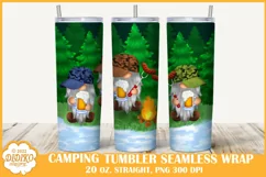 Camping Gnomes Tumbler Sublimation, 20 oz Skinny Tumbler Png Product Image 1