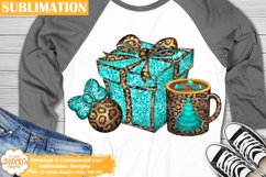 Christmas Sublimation, Leopard Christmas Png, Turquoise Product Image 1
