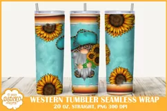 Sunflowers Gnome Tumbler Sublimation, 20 oz Tumbler Wrap Png Product Image 1