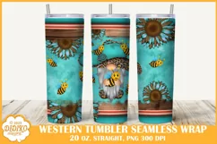Bee Gnome Tumbler Sublimation, 20 oz Tumbler Wrap Png Product Image 1