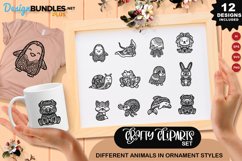 Different Animals In Ornament Styles Clipart Set Product Image 1