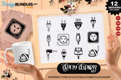 Different Types Of Electrical Power Plug Sockets Clipart Set Product Image 1