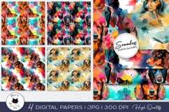 Watercolor Seamless Dog Digital Paper | Dachshund Patterns Product Image 1