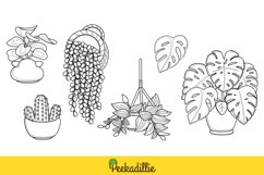 Home Plant Digital Stamp Coloring Stickers Craft Outline Product Image 3