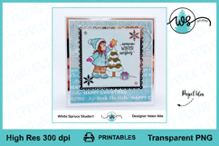 Digital Stamp Winter Girl Christmas Tree Printable Line Art Product Image 5