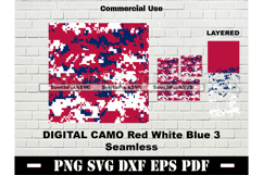 Digital Camo Seamless Pattern USA Flag Red White and Blue Product Image 1