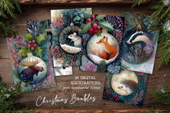 Animals In Christmas Baubles Postcard Set Product Image 1