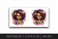 Digital drawing cool glamour black girl woman superstar glasses stars print 20 oz tumbler skinny mug wrap clipart t-shirt sublimation printable design