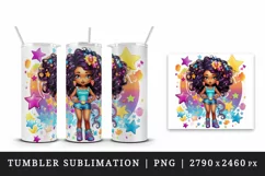 Digital drawing cool glamour black girl woman superstar glasses stars print 20 oz tumbler skinny mug wrap clipart t-shirt sublimation printable design