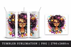 Digital drawing cool glamour black girl woman superstar glasses stars print 20 oz tumbler skinny mug wrap clipart t-shirt sublimation printable design