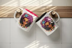 Digital drawing cool glamour black girl woman superstar glasses stars print 20 oz tumbler skinny mug wrap clipart t-shirt sublimation printable design