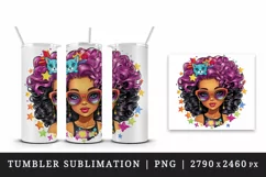 Digital drawing cool glamour black girl woman superstar glasses stars print 20 oz tumbler skinny mug wrap clipart t-shirt sublimation printable design
