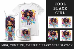 Digital drawing cool glamour black girl woman superstar glasses stars print 20 oz tumbler skinny mug wrap clipart t-shirt sublimation printable design