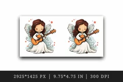Digital drawing cute adorable girl angel playing guitar music rock print 20 oz tumbler skinny mug wrap clipart t-shirt sublimation printable design