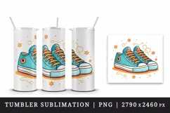 Digital drawing cute adorable sneakers snickers shoes print 20 oz tumbler skinny mug wrap clipart t-shirt sublimation printable design