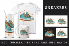 Digital drawing cute adorable sneakers snickers shoes print 20 oz tumbler skinny mug wrap clipart t-shirt sublimation printable design
