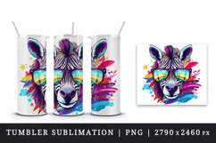 Digital drawing cute cool zebra wild animal sunglasses superstar print 20 oz tumbler skinny mug wrap clipart t-shirt sublimation printable design