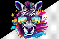 Digital drawing cute cool zebra wild animal sunglasses superstar print 20 oz tumbler skinny mug wrap clipart t-shirt sublimation printable design