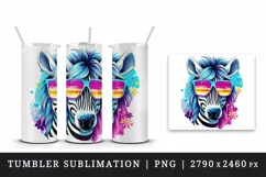 Digital drawing cute cool zebra wild animal sunglasses superstar print 20 oz tumbler skinny mug wrap clipart t-shirt sublimation printable design