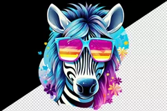 Digital drawing cute cool zebra wild animal sunglasses superstar print 20 oz tumbler skinny mug wrap clipart t-shirt sublimation printable design