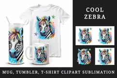 Digital drawing cute cool zebra wild animal superstar print 20 oz tumbler skinny mug wrap clipart t-shirt sublimation printable design