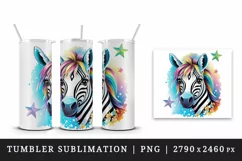Digital drawing cute cool zebra wild animal superstar print 20 oz tumbler skinny mug wrap clipart t-shirt sublimation printable design
