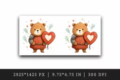 Digital drawing cute knight bear heart wild animal character love print 20 oz tumbler skinny mug wrap clipart t-shirt sublimation printable design
