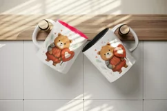 Digital drawing cute knight bear heart wild animal character love print 20 oz tumbler skinny mug wrap clipart t-shirt sublimation printable design