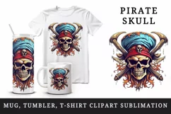 Digital drawing Skull design pirate culture hat print 20 oz tumbler skinny mug wrap clipart t-shirt sublimation printable design