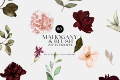 Watercolor Mahogany and Blush Floral Clipart Collection Product Image 8