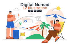 12 Digital Nomad Lifestyle Illustration Product Image 1