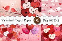 Cute Valentine Digital Paper Product Image 1