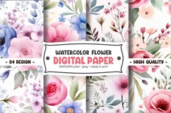 WATERCOLOR FLOWER DIGITAL PAPER Product Image 1