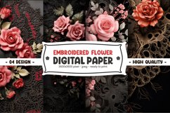Embroidered flower digital paper Product Image 1