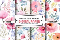 WATERCOLOR FLOWER DIGITAL PAPER Product Image 1