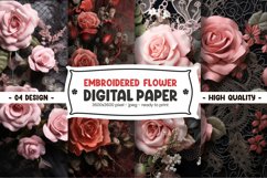 Embroidered flower digital paper Product Image 1
