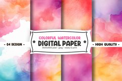 Colorful watercolor digital paper Product Image 1